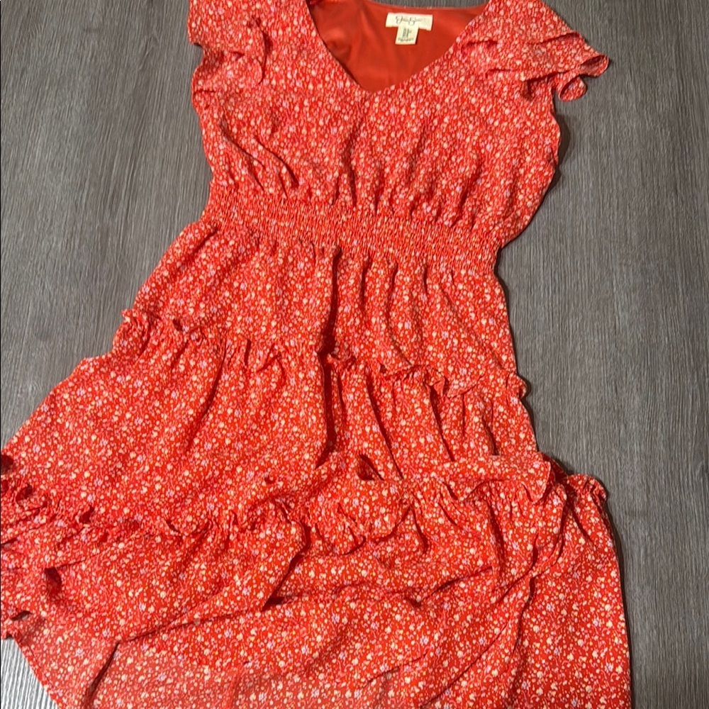 Jessica Simpson Red Floral Midi Dress